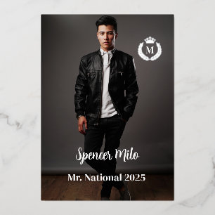 Tarjeta autográfica de concurso masculino