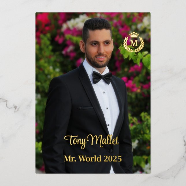 Tarjeta autográfica de concurso masculino (Anverso)