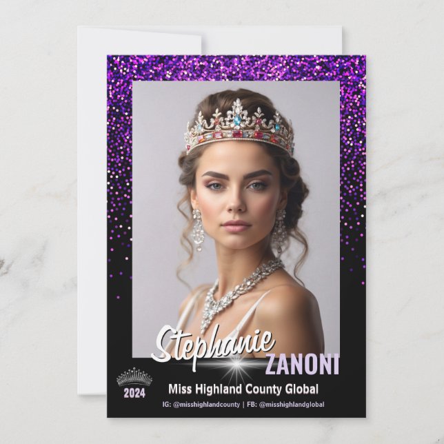 Tarjeta Autográfica Purple Royale Pageant | Código (Anverso)
