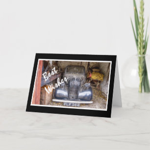 Tarjeta Automóvil Vintage En Garaje