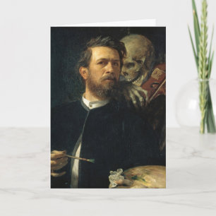 Tarjeta Autoretrato con muerte inestable   Arnold Böcklin