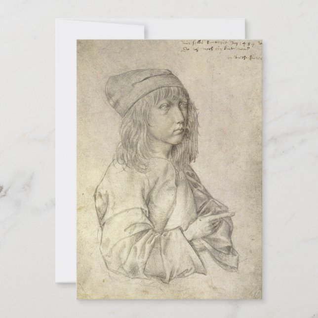 Tarjeta Autorretrato a los 13 años de Albrecht Durer (Anverso)