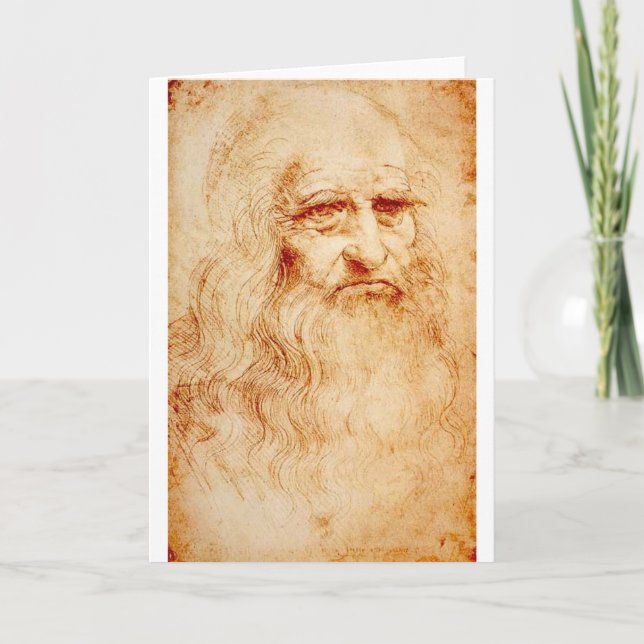Tarjeta Autorretrato de Leonardo da Vinci circa 1510-1515 (Anverso)