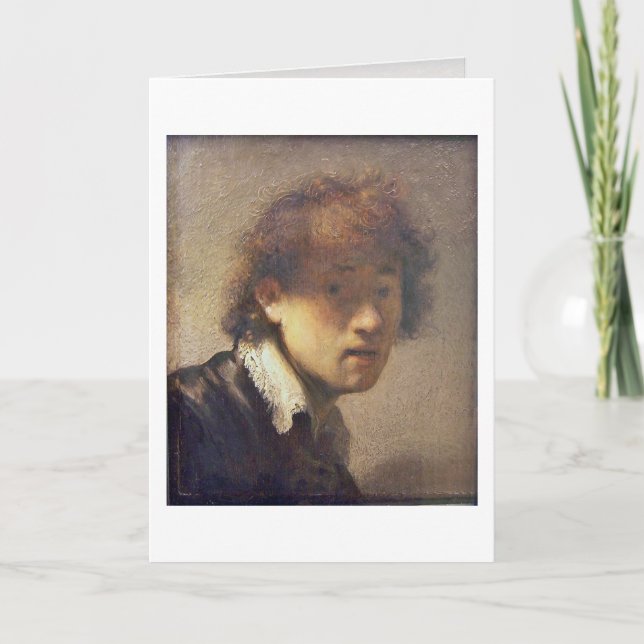 Tarjeta Autorretrato en la edad temprana de Rembrandt Van (Anverso)