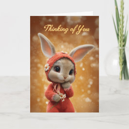Tarjeta Autumn Daisy Baby Bunny in Red Thinking of You