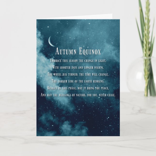 Tarjeta Autumn Fall Equinox Blessings with Moon Card (Anverso)