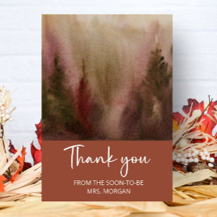 Tarjeta Autumn Forest Terracota Bridal Shower gracias