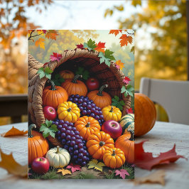 Tarjeta Autumn Harvest and Blessings Cornucopia 