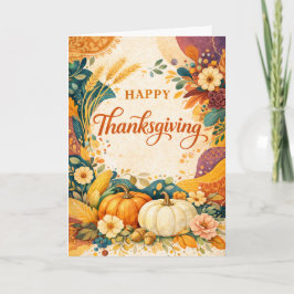 Tarjeta Autumn Harvest Thanksgiving Pumpkin Illustration