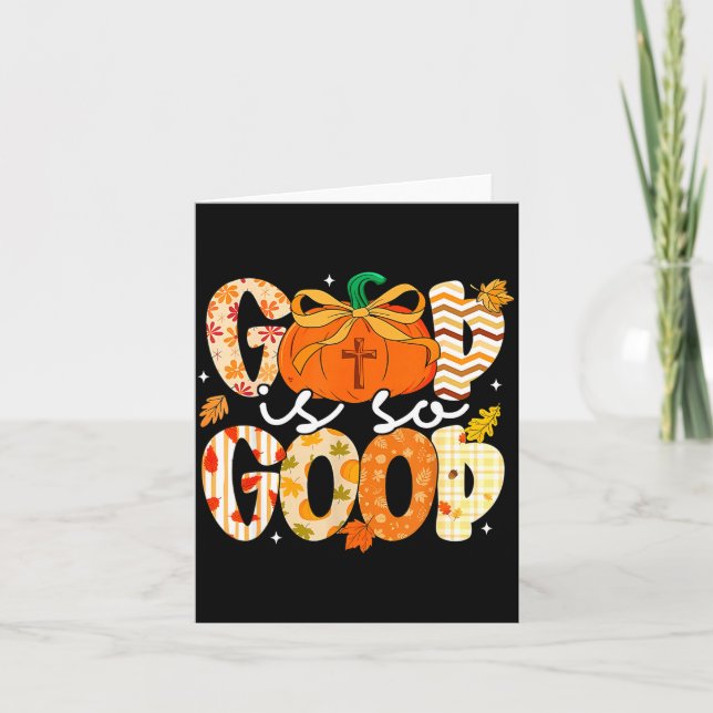 Tarjeta Autumn Pumpkin Christian Thanksgiving Faith God Is (Anverso)