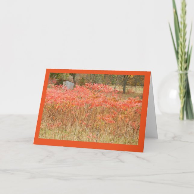 Tarjeta Autumn Sumac y Hunt Shack on Blank Note Card (Anverso)