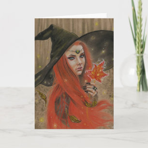 Tarjeta Autumn Witch Sparkles Card