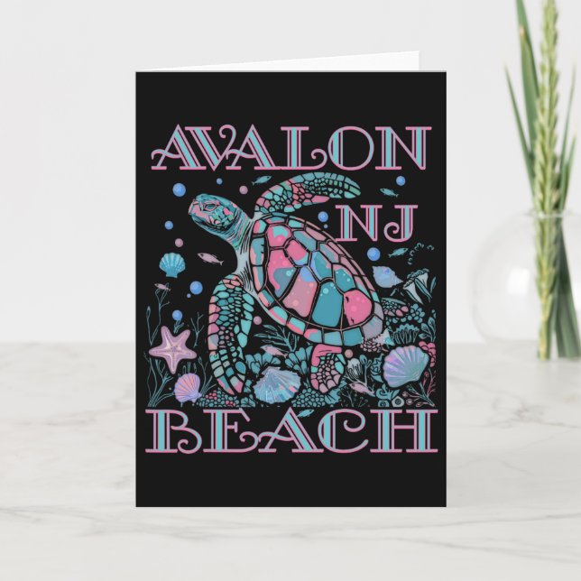 Tarjeta Avalon Beach Nj Turtle Lover Colorful Beach Souven (Anverso)