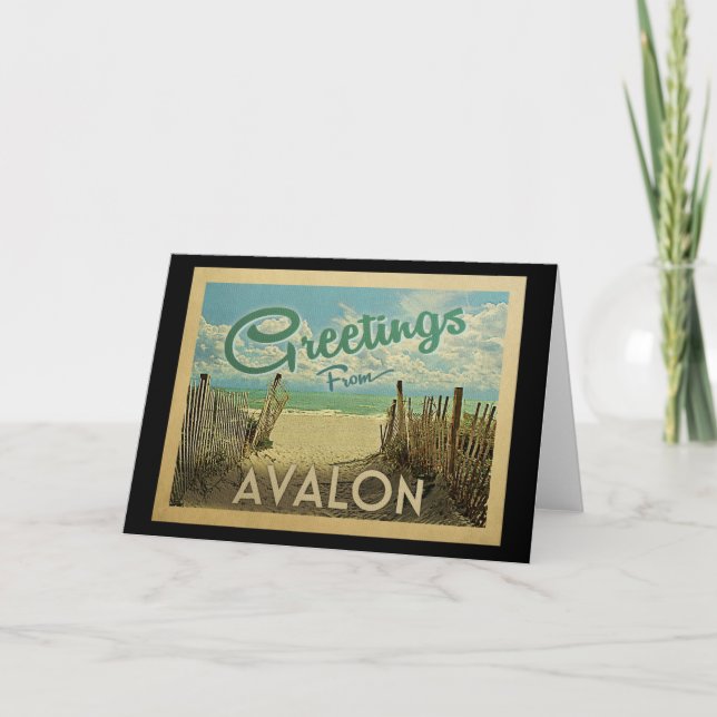 Tarjeta Avalon Beach Vintage Travel (Anverso)