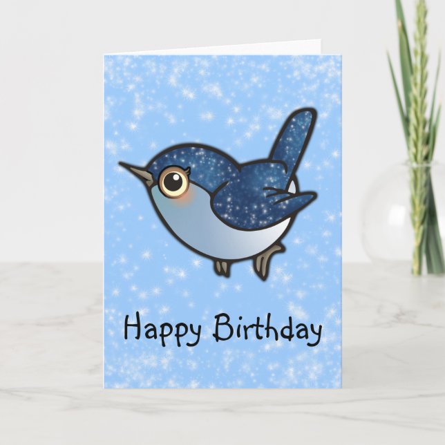 Tarjeta Ave azul brillante - Cumpleaños (Anverso)