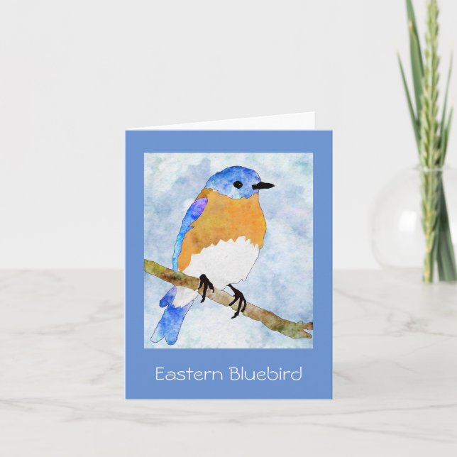 Tarjeta Ave azul oriental - macho - acuarela Notecard (Anverso)