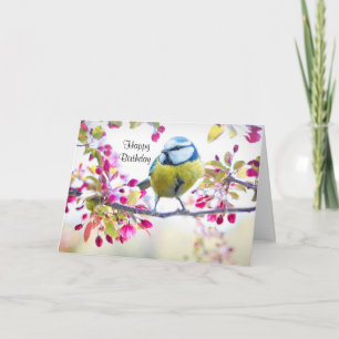 Tarjeta Ave azul y amarillo bonito en una foto de una sucu