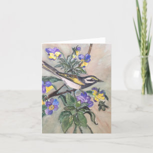 Tarjeta Ave con pansies notecard