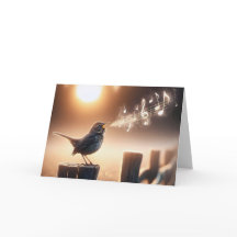 Ave de cumpleaños cantando en una cerca