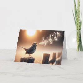 Tarjeta Ave de cumpleaños cantando en una cerca