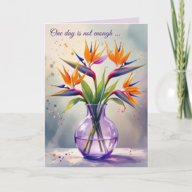 Tarjeta Ave de cumpleaños del paraíso Flor Bouquet (Anverso)