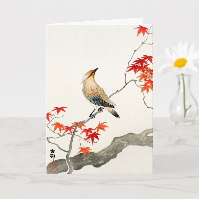 Tarjeta Ave de la peste japonesa - Ohara Koson - Arte de é (Planta pequeña)