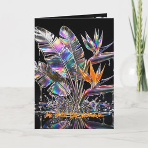 Tarjeta Ave del Paraíso de Vidrio Holográfico Ar de Metal 