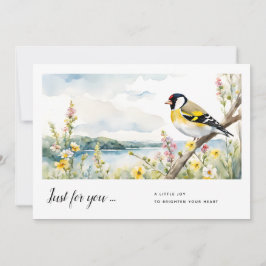 Tarjeta Ave Goldfinch cerca del lago, Flores salvajes - Po