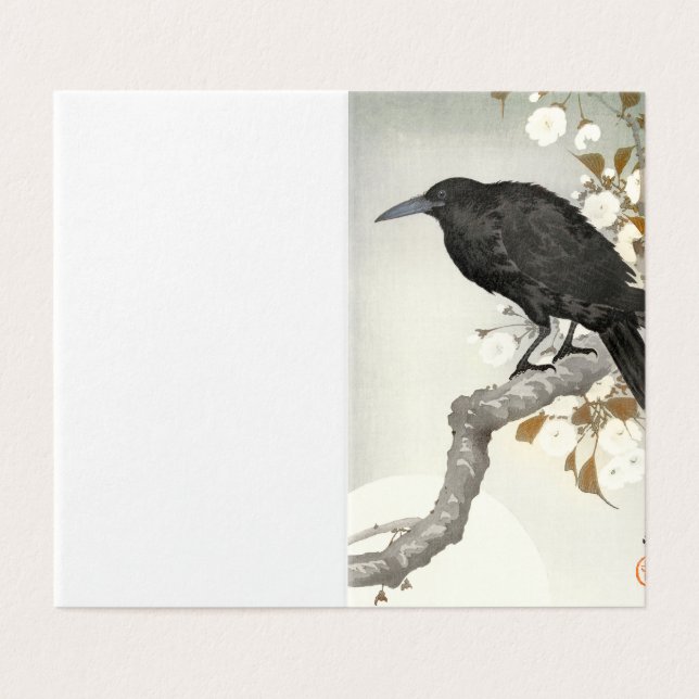 Tarjeta Ave japonesa Crow Raven Koson (Exterior desplegado)