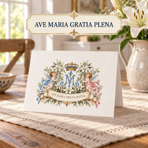 Tarjeta Ave Maria Gratia Plena Ángeles Católicos Marianos