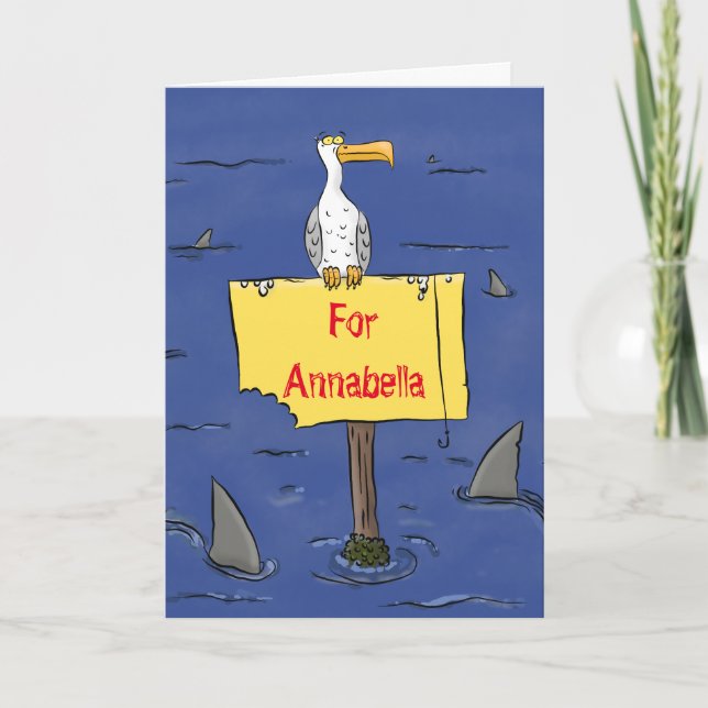 Tarjeta Ave marina divertida rodeada por un personalizado  (Anverso)