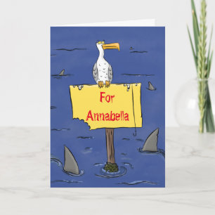 Tarjeta Ave marina divertida rodeada por un personalizado