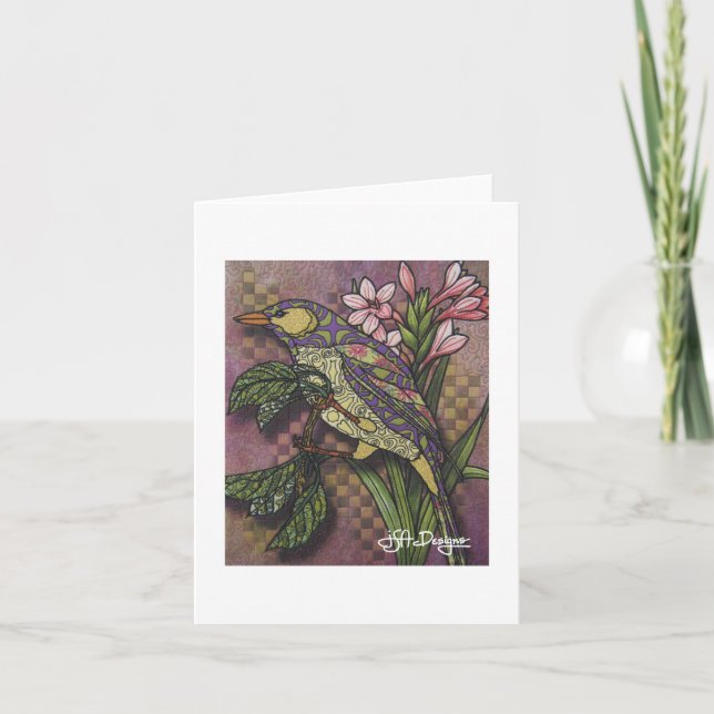 Tarjeta Ave Notecard de arte textil (Anverso)