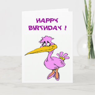 TARJETA AVE PURPURA "FELIZ CUMPLEAÑOS"