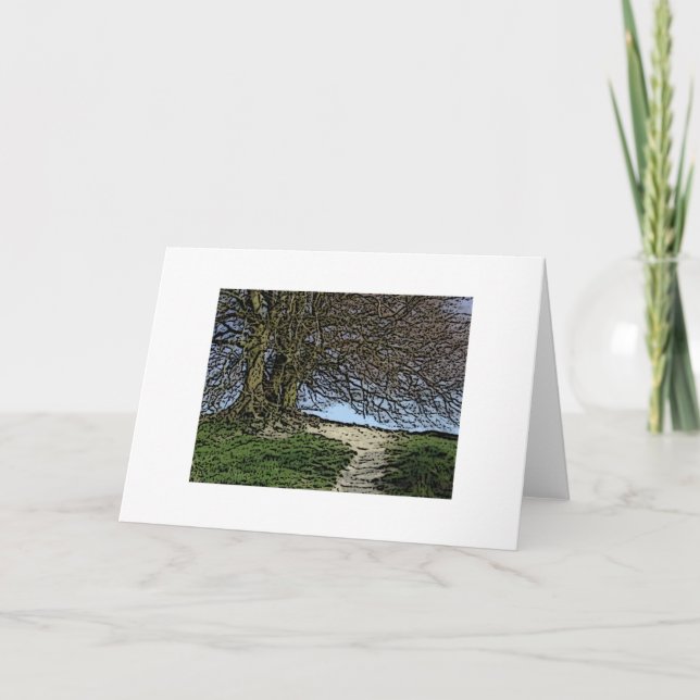 Tarjeta Avebury, Wiltshire, Inglaterra. Árbol y (Anverso)