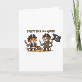 Tarjeta Aventura de gato y perro pirata lindo