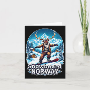 Tarjeta Aventura De Los Renos Con Snowboard En Noruega