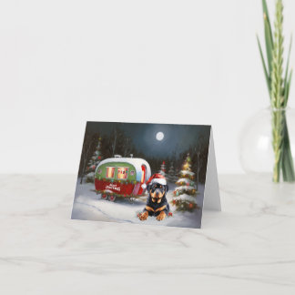 Tarjeta Aventura de Navidad de la Caravana del Rottweiler