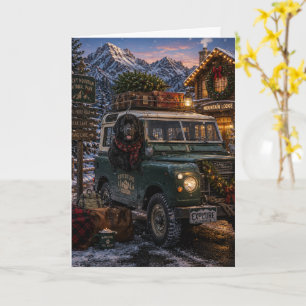 Tarjeta Aventura de Navidad en Terranova Montaña Rocosas