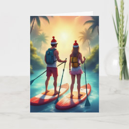 Tarjeta Aventura de vacaciones en paddleboard – Navidad co
