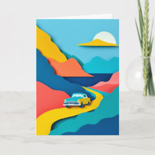 Tarjeta Aventura de viaje retro por carretera