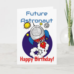 Tarjeta Aventura espacial de cumpleaños de futuro astronau