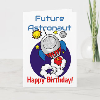 Tarjeta Aventura espacial de cumpleaños de futuro astronau