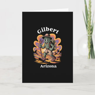 Tarjeta Aventura Retro Gilbert Arizona Sendero Hiking Cact