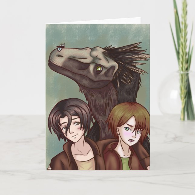 Tarjeta Aventuras con un dinosaurio (Anverso)