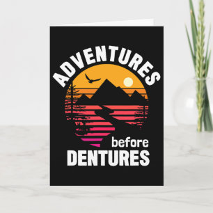 Tarjeta Aventuras de diseño de camping de senderismo antes