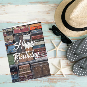 Tarjeta Aventuras de Viaje, Maletas Antiguas, Cumpleaños