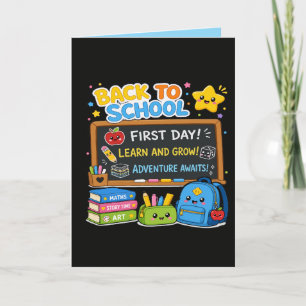 Tarjeta Aventuras del Primer Día de Regreso a la Escuela p