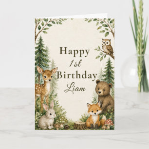 Tarjeta Aventurero del Bosque Primer Cumpleaños