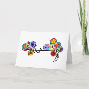 Tarjeta aves abstractas en una valla